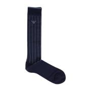 Blauwe Pinstripe Dress Socks Emporio Armani , Blue , Heren