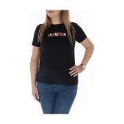 Zwart Katoen Ronde Hals T-shirt Champion , Black , Dames