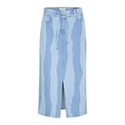 Aansluitende Rok met Gescheurde Strepen Soaked in Luxury , Blue , Dame...