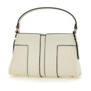 Gehamerd-effect vegan leren handtas in wit Elisabetta Franchi , White ...