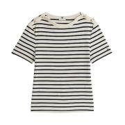 Korte mouw T-shirt met boothals Tommy Hilfiger , White , Dames