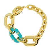 Turquoise Link Ketting Lente Collectie Paco Rabanne , Yellow , Dames