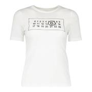 Wit Katoenen T-shirt met Korte Mouwen MM6 Maison Margiela , White , Da...