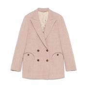 Beige Blazer Jas Dames Buitenkleding Blazé Milano , Beige , Dames