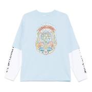 Heldere Blauwe Skate Print T-shirt Casablanca , Blue , Heren