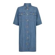 Denim Jurk met ½ Mouwen en Zakken MOS Mosh , Blue , Dames