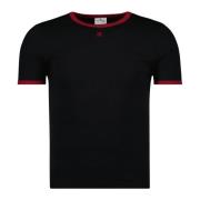 Zwart en rood handtekening T-shirt Courrèges , Black , Heren