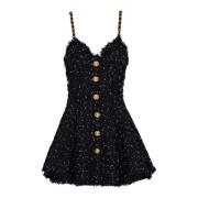 Gestreepte polka-dot tweedjurk Balmain , Black , Dames