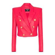 Geknipte lamsvacht 6-knopen jas Balmain , Pink , Dames