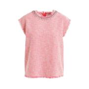 Top met strass trim en pailletten halslijn Essentiel Antwerp , Pink , ...