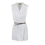 Poplin Mouwloze Blouse met Afneembare Riem Alessia Santi , White , Dam...