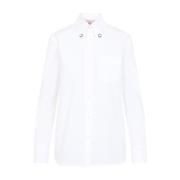 Casual Katoenen Overhemd voor Mannen Valentino , White , Dames