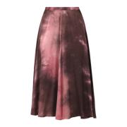 Tie-Dye Midi Rok met Onzichtbare Rits Maliparmi , Brown , Dames