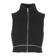 Zwart Katoenen Gilet met Ritssluiting MM6 Maison Margiela , Black , Da...