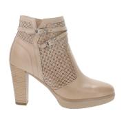 Leren Enkellaarzen Elegant Stijl Nerogiardini , Beige , Dames