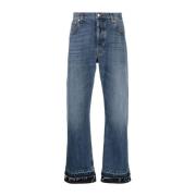 Blauwe Whiskered Cropped Jeans Alexander McQueen , Blue , Heren