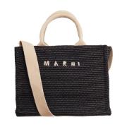 Raffia Effect Tote Tas Marni , Black , Dames