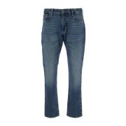 Blauwe Denim Jeans met Logopatch Emporio Armani , Blue , Heren