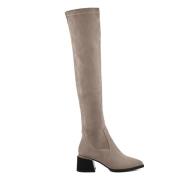 Suede Chic Over-the-Knee Boots - Beige Cesare Gaspari , Beige , Dames