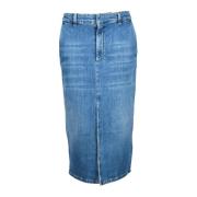 Denim Lange Geknoopte Zak Rok Marella , Blue , Dames