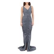 Gerimpelde Lange Jurk met Ritssluiting Elisabetta Franchi , Gray , Dam...