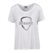 Katoenen T-shirt Blauer , White , Dames