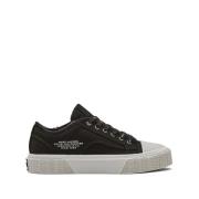 Zwarte Canvas Logo Sneakers Veters Rubber Marc Jacobs , Black , Dames