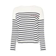 Gestreepte Katoenen Trui Maison Labiche , White , Dames