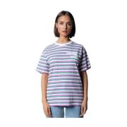 Puff Logo Stripe Loosefit Tee Colourful Rebel , Pink , Dames