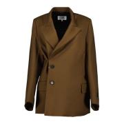 Bruine Asymmetrische Blazer Herfst-Winter Collectie MM6 Maison Margiel...