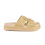 Raffia Sandaal met Rubberen Zool Emanuelle Vee , Beige , Dames