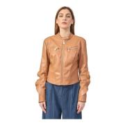 Bruine Trendy Jas met Koreaanse Kraag Relish , Brown , Dames