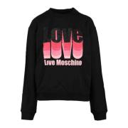 Katoen Elastaan Sweater Love Moschino , Black , Dames