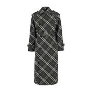 Groene Trenchcoat met Ruitmotief Vrouw Burberry , Multicolor , Dames