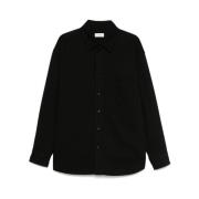 Zwarte Button-Up Shirt Drop Shoulder Lemaire , Black , Heren