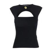 Zwarte Top met Juweel Detail in Viscose Mix Federica Tosi , Black , Da...