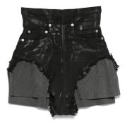 Zwarte Denim High Waist Shorts Rick Owens , Black , Dames