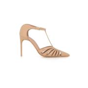 Nude leren T-strap hakken Malone Souliers , Beige , Dames