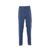 Blauwe Gestreepte Linnen Broek Etro , Blue , Heren