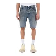 Denim Bermuda Shorts Raffel Effect Purple Brand , Blue , Heren