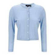 Blauwe Crewneck Cardigan Slim Fit Theory , Blue , Dames