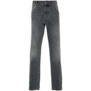 Grijze Denim Tapered Leg Jeans Brunello Cucinelli , Gray , Heren