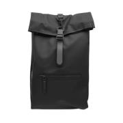 Zwarte Rolltop Rugzak met Fietsslotlus Rains , Black , Unisex