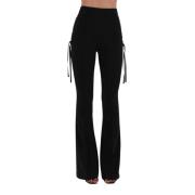 Crêpe flare broek met kruislings veters Elisabetta Franchi , Black , D...