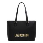 Stijlvolle Tote Bag met Rits Love Moschino , Black , Dames