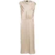 Beige Mouwloze Asymmetrische Hals Jurk Giorgio Armani , Beige , Dames