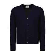 V-hals Cardigan met Hart Logo Ami Paris , Blue , Heren