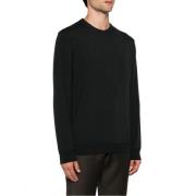 Zwarte Gebreide Crewneck Trui Woolrich , Black , Heren