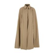 Beige Cape met Kraag en Verborgen Sluiting Federica Tosi , Beige , Dam...