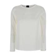 Witte Zijden Blouse Lange Mouwen Plain Units , White , Dames